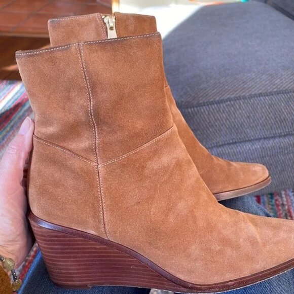 Vince $395 Mavis Suede Wedge Ankle Boots with Side Zipper, Size 9 /EUR 39 - Picture 6 of 8